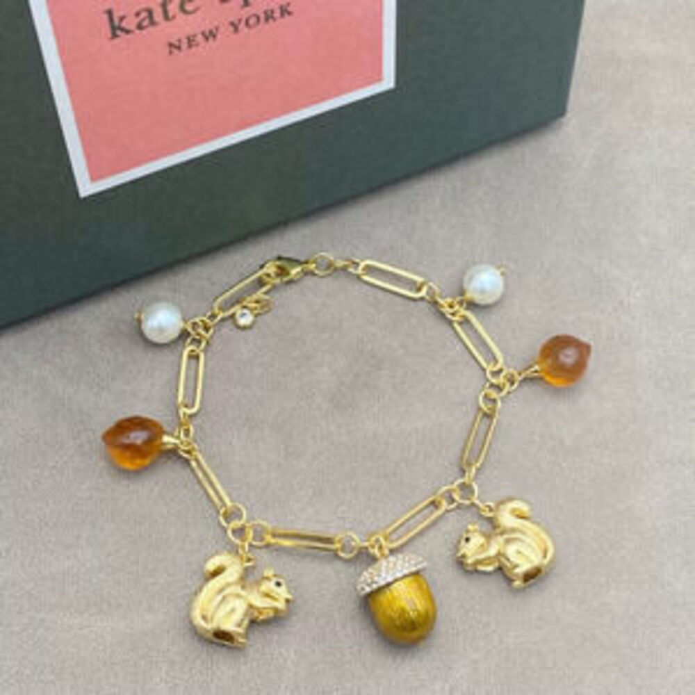 kate spade Rhinestone Pinecone Pearl Squirrel Metal Bracelet